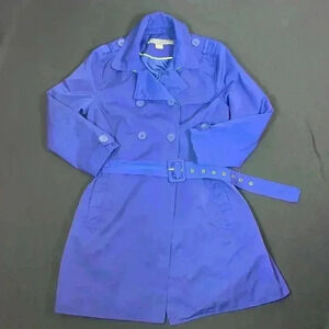 Kenneth Cole Reaction women’s large double breasted trench coat royal blue